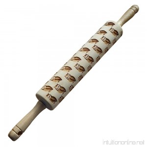 Rolling Pin: Engraved Owls - B01ETMS1NW